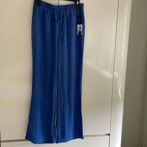 NWT Sincerely Jules blue linen blend pull on pants size L